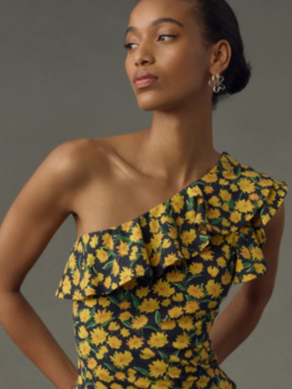 Maeve Anthropologie Flower One Shoulder Shirt XXS NWT